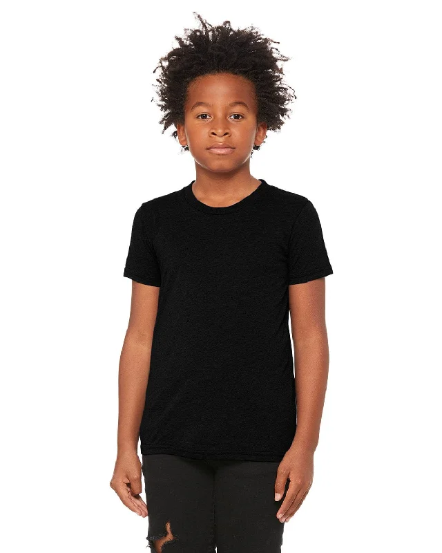 Bella+Canvas Youth Triblend Short Sleeve T-Shirt | Solid Blk Trblnd Beaded Sequined Faux Fur