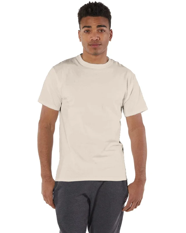 Champion Cotton T-Shirt | Sand Collared T-Shirt Boat Neck A-Line