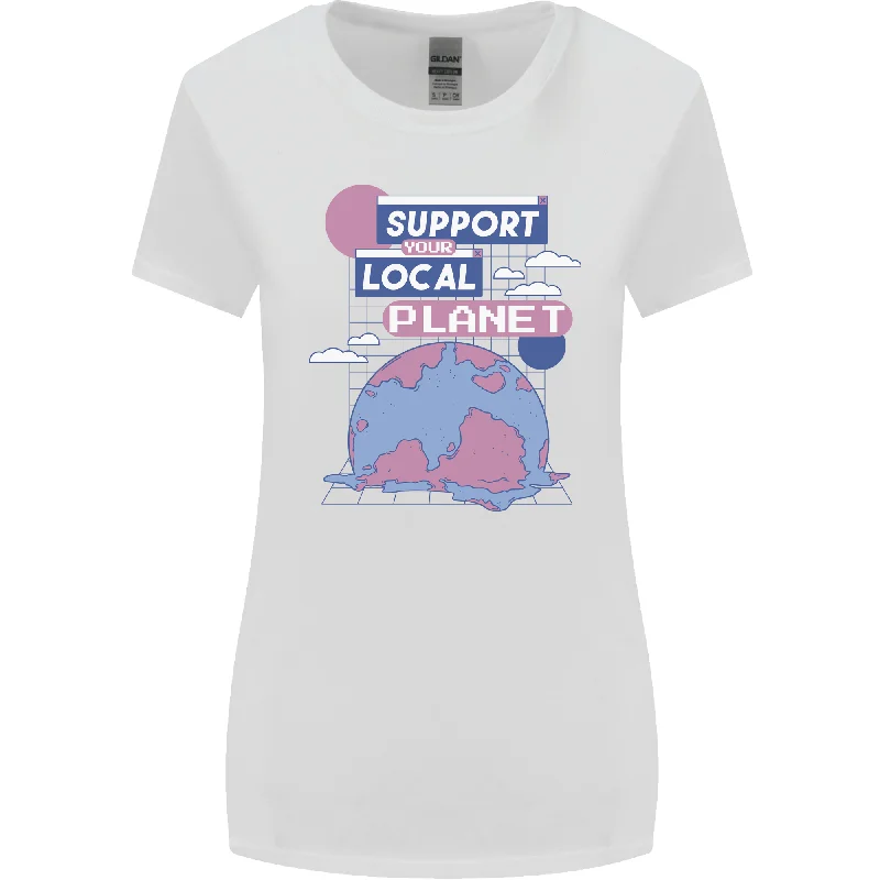 Climate Change Support Your Local Planet Womens Wider Cut T-Shirt Rayon Velvet Corduroy Climate Change Support Your Local Planet Womens Wider Cut T-Shirt Rayon Velvet Corduroy