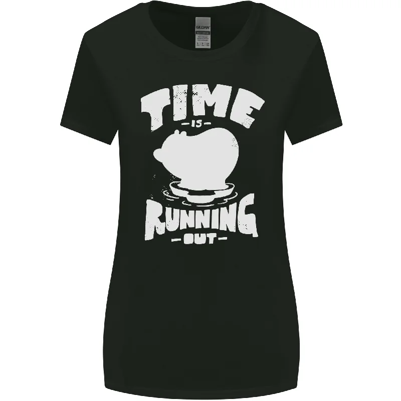 Climate Change Time Running Out Womens Wider Cut T-Shirt Real Fur Shearling Chenille