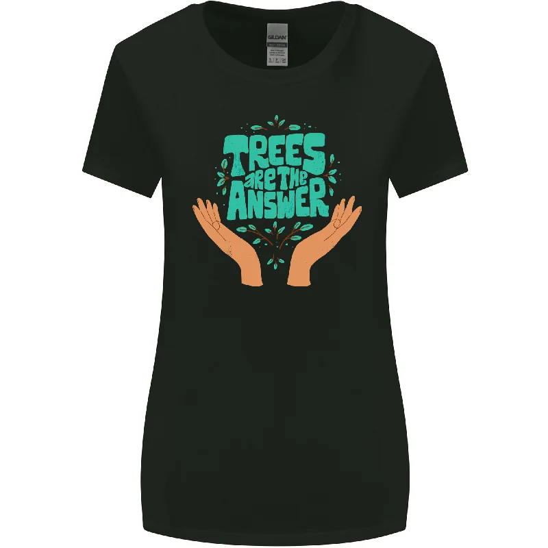 Climate Change Trees Are the Answer Womens Wider Cut T-Shirt Welt Pockets Slit Pockets Flap Pockets