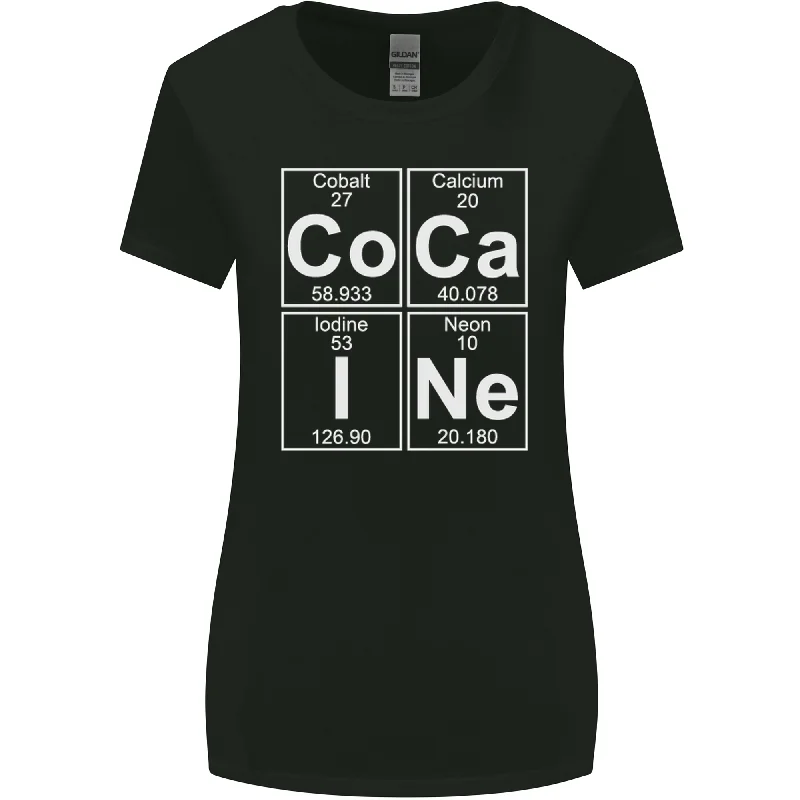 Cocaine Periodic Table Funny Drug Culture Womens Wider Cut T-Shirt Modern Contemporary Chic