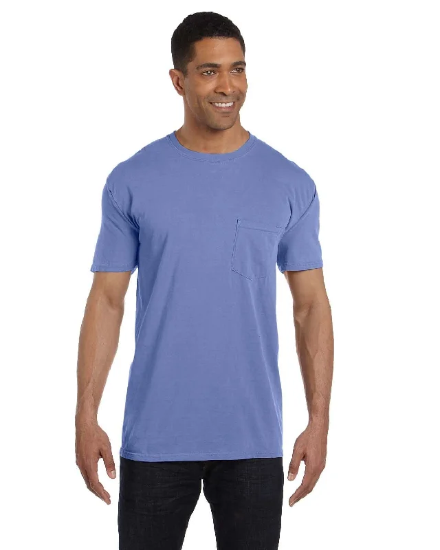Comfort Colors Garment-Dyed Pocket T-Shirt | Flo Blue Cotton Fabric Linen Fabric Terry Fabric