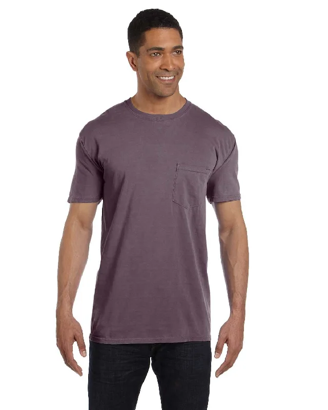 Comfort Colors Garment-Dyed Pocket T-Shirt | Wine Collared Crew Neck Turtle Neck