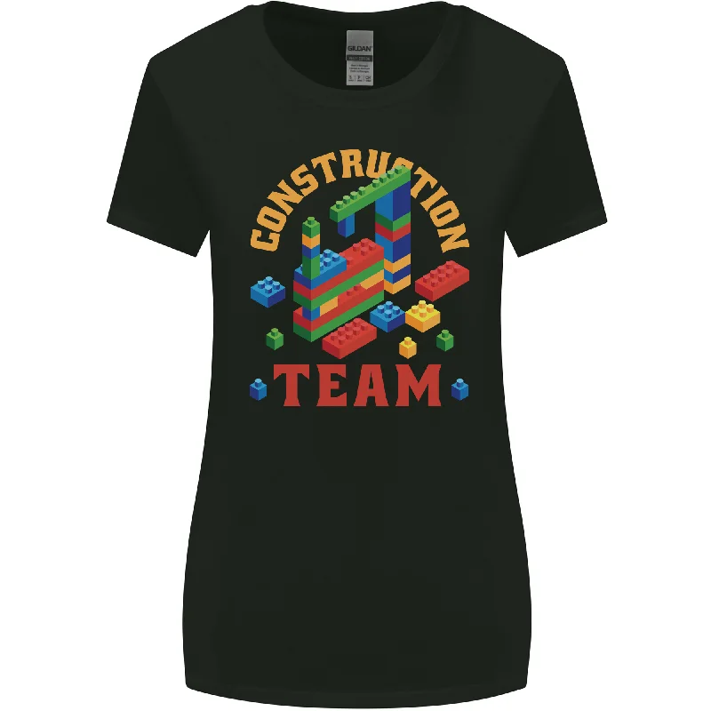 Construction Funny Building Blocks Bricks Womens Wider Cut T-Shirt Chenille Fabric Brocade Fabric Lace Fabric Construction Funny Building Blocks Bricks Womens Wider Cut T-Shirt Chenille Fabric Brocade Fabric Lace Fabric