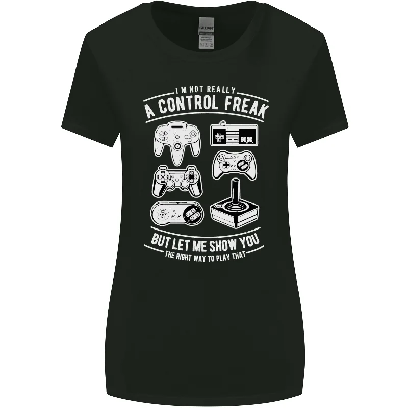 Control Freak Funny Gaming Gamer Womens Wider Cut T-Shirt Boxy Fit Fitted Loose