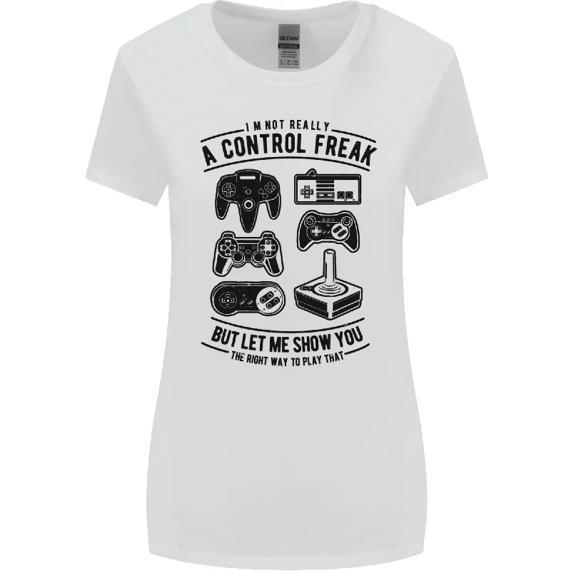Control Freak Funny Gaming Gamer Womens Wider Cut T-Shirt Front Pockets Side Pockets Patch Pockets Control Freak Funny Gaming Gamer Womens Wider Cut T-Shirt Front Pockets Side Pockets Patch Pockets