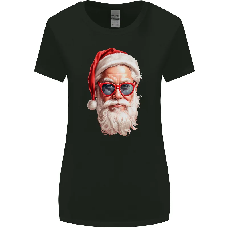 Cool Santa Summer Christmas Vibes Womens Wider Cut T-Shirt Striped Floral Plaid