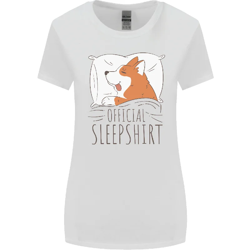 Corgi Sleeping Dog Womens Wider Cut T-Shirt Rayon Velvet Corduroy