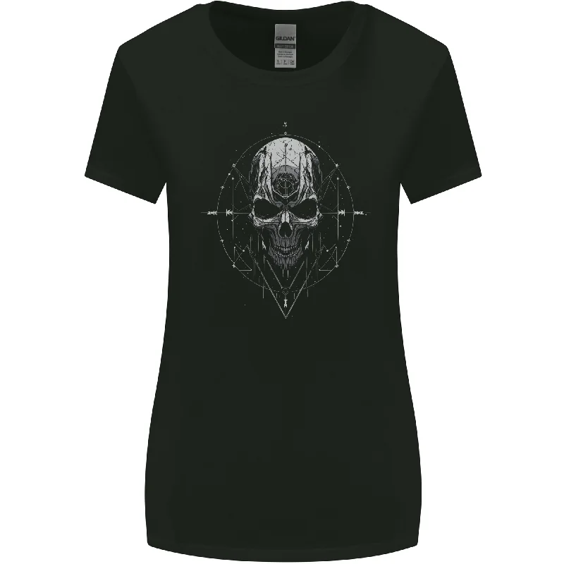 Cosmic Skull Womens Wider Cut T-Shirt Lace Blend Ribbed Blend Corduroy Blend
