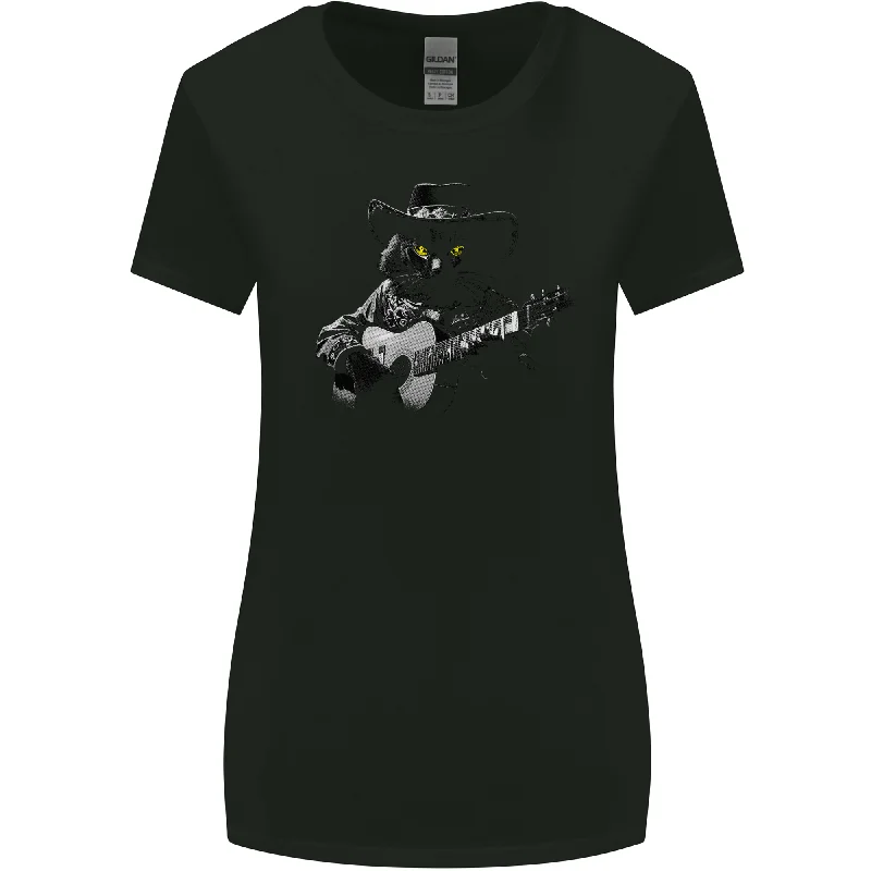 Country & Western Music Cat Acoustic Guitar Womens Wider Cut T-Shirt Wool Fabric Cashmere Fabric Tweed Fabric Country & Western Music Cat Acoustic Guitar Womens Wider Cut T-Shirt Wool Fabric Cashmere Fabric Tweed Fabric