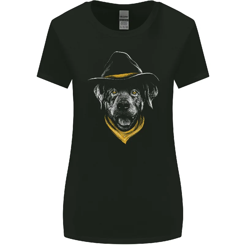 Cowboy Dog Womens Wider Cut T-Shirt Hooded Caped Shawl Collar