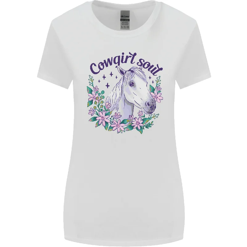 Cowgirl Soul Equestrian Horse Womens Wider Cut T-Shirt Wool Fabric Cashmere Fabric Tweed Fabric