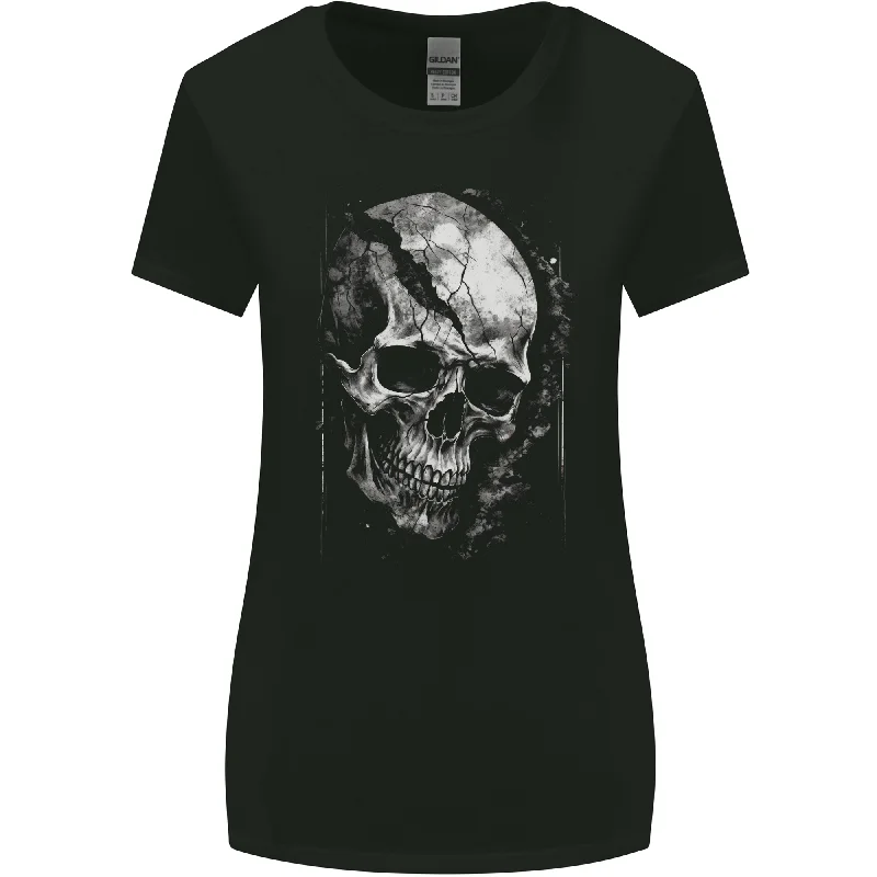 Cracked Skull Womens Wider Cut T-Shirt Hooded Caped Shawl Collar