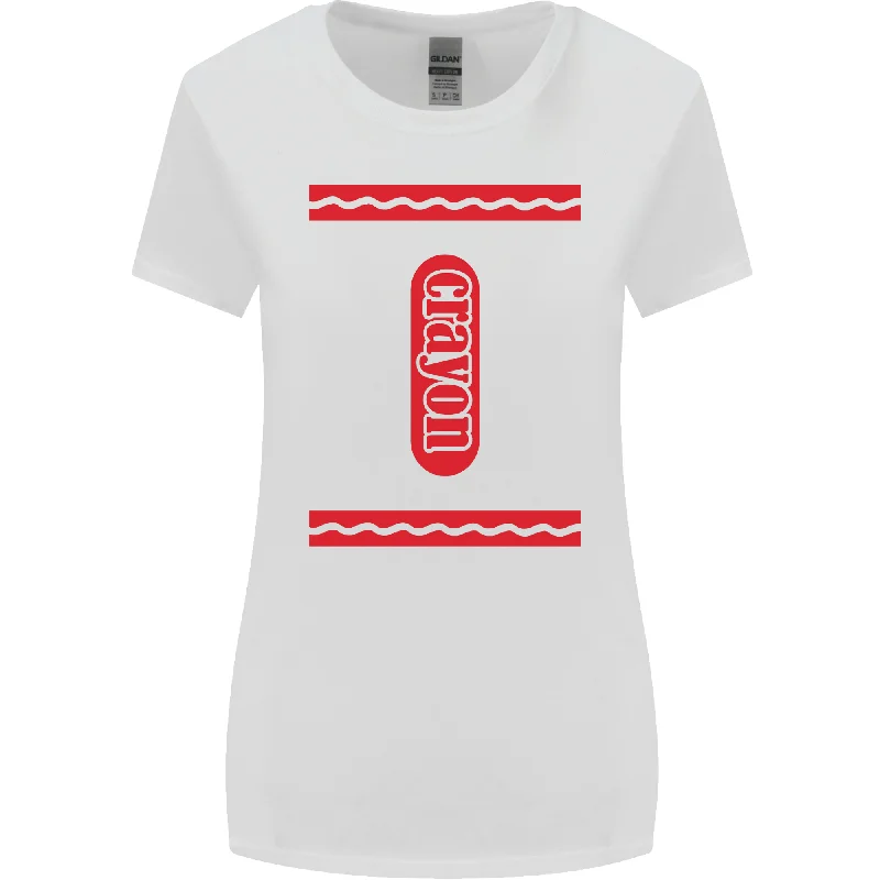 Crayon Fancy Dress Outfit Costume Funny Womens Wider Cut T-Shirt Cotton Fabric Linen Fabric Terry Fabric
