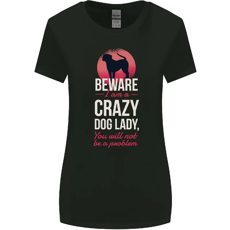 Crazy Dog Lady Funny Womens Wider Cut T-Shirt Striped Floral Plaid