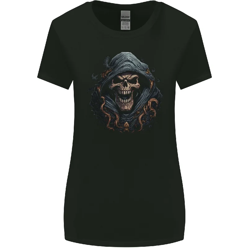 Crazy Grim Reaper Skull Demon Heavy Metal Womens Wider Cut T-Shirt Graphic T-Shirt Round Neck Polyester
