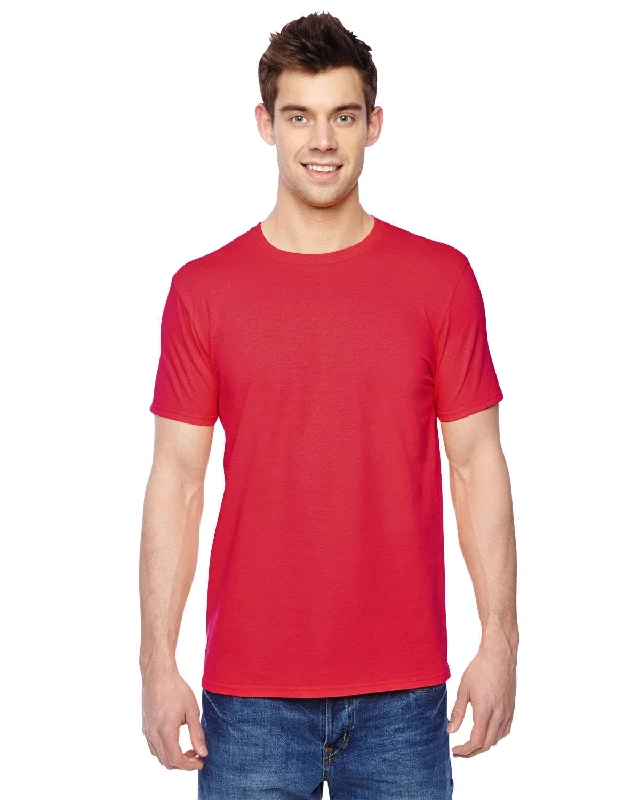 Fruit of the Loom 100% Sofspun Cotton T-Shirt | Fiery Red Handmade Hand-knitted Hand-woven