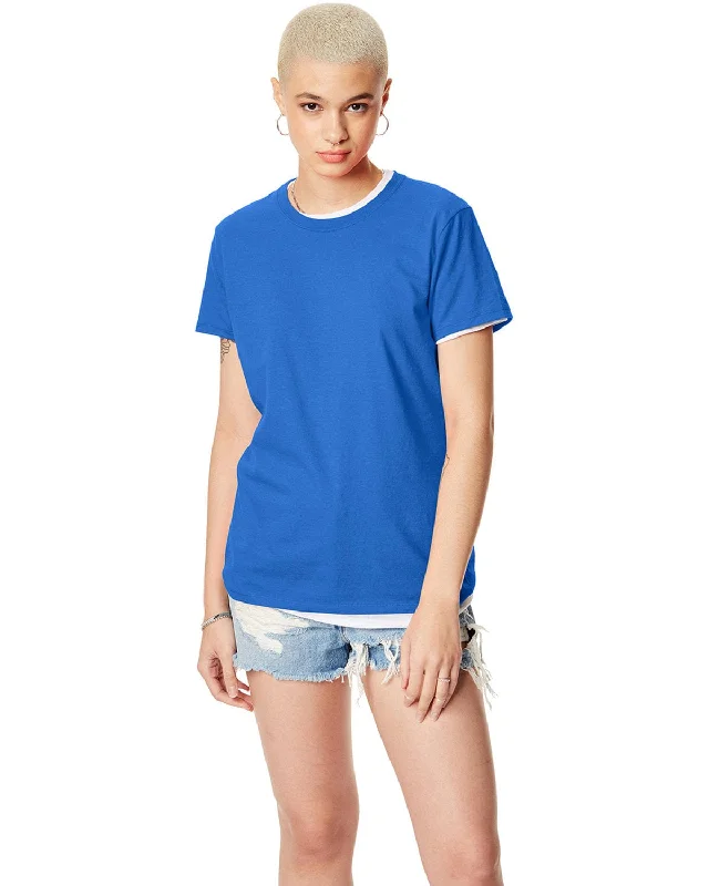 Hanes Ladies Classic Fit Tee | Bluebell Breeze Print Jacquard Patchwork