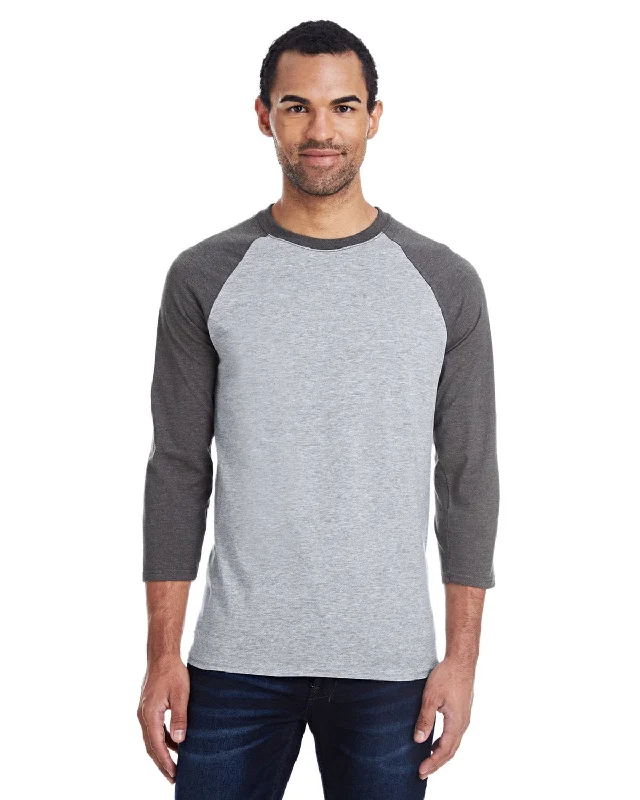Hanes Mens X-Temp Baseball T-Shirt | Lt Stl/ Char Hth Iron Safe Non-Iron Wrinkle Free Hanes Mens X-Temp Baseball T-Shirt | Lt Stl/ Char Hth Iron Safe Non-Iron Wrinkle Free