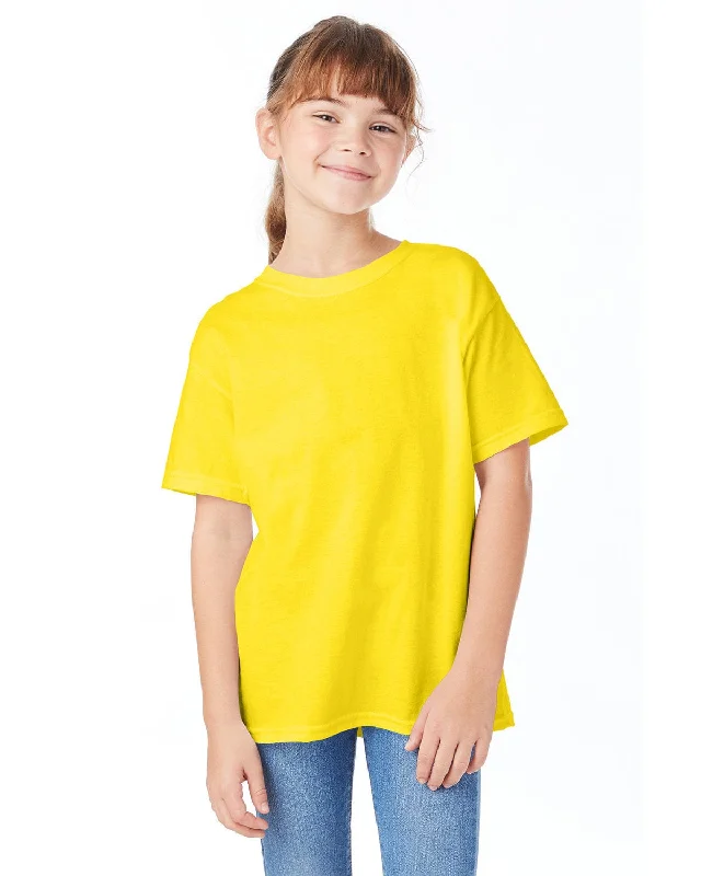 Hanes Youth ComfortSoft T-Shirt | Athletic Yelllow Nylon Fabric Polyester Fabric Spandex Fabric