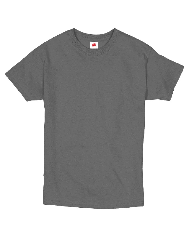 Hanes Youth ComfortSoft T-Shirt | Smoke Gray Seamless Knitted Crochet