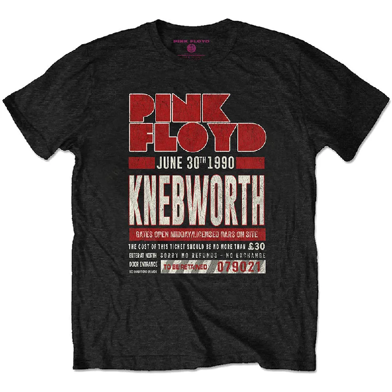 Pink Floyd | Official Band T-Shirt | Knebworth '90 Red Ribbed T-Shirt High Neck Heavyweight Pink Floyd | Official Band T-Shirt | Knebworth '90 Red Ribbed T-Shirt High Neck Heavyweight