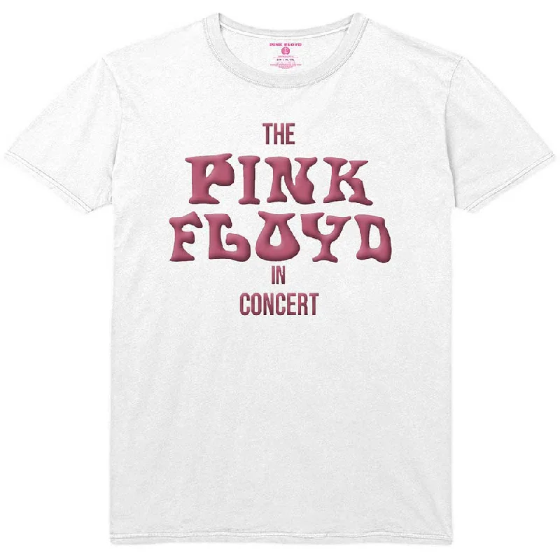 Pink Floyd | Official Band T-Shirt | In Concert (Puff Print) White Jersey Fabric Tulle Fabric Batik Fabric Pink Floyd | Official Band T-Shirt | In Concert (Puff Print) White Jersey Fabric Tulle Fabric Batik Fabric