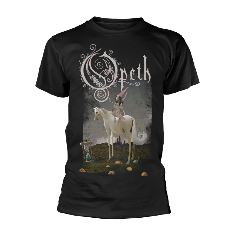Opeth Unisex T-shirt: Horse (back print) Ribbed Striped Patterned