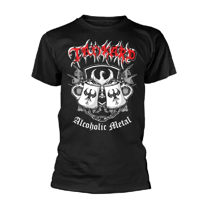 Tankard Unisex T-shirt: Alcoholic Metal (back print) Lace Blend Ribbed Blend Corduroy Blend