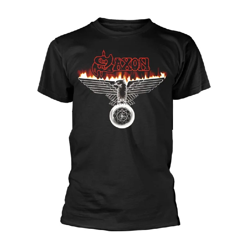 Saxon Unisex T-shirt: Wheels Of Steel Solid Color Striped Floral