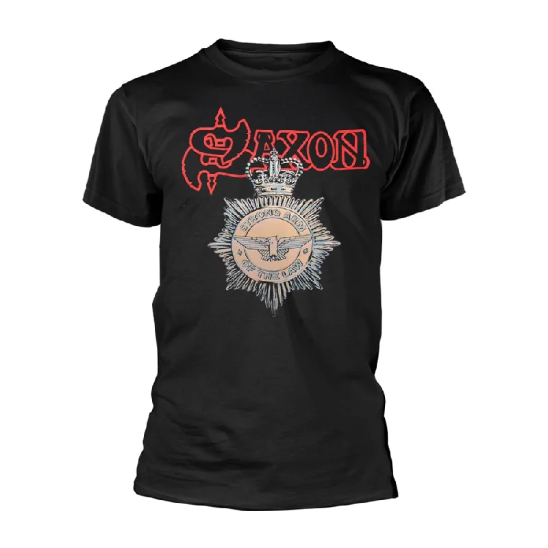 Saxon Unisex T-shirt: Strong Arm Of The Law Layered Multi-layer Single Layer