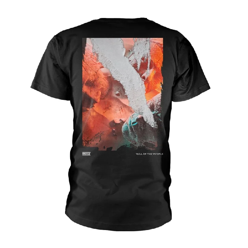 Muse | Official Band T-Shirt | WOTP Cover Collage (Back Print) Notch Collar Peter Pan Collar Cowl Neck Muse | Official Band T-Shirt | WOTP Cover Collage (Back Print) Notch Collar Peter Pan Collar Cowl Neck