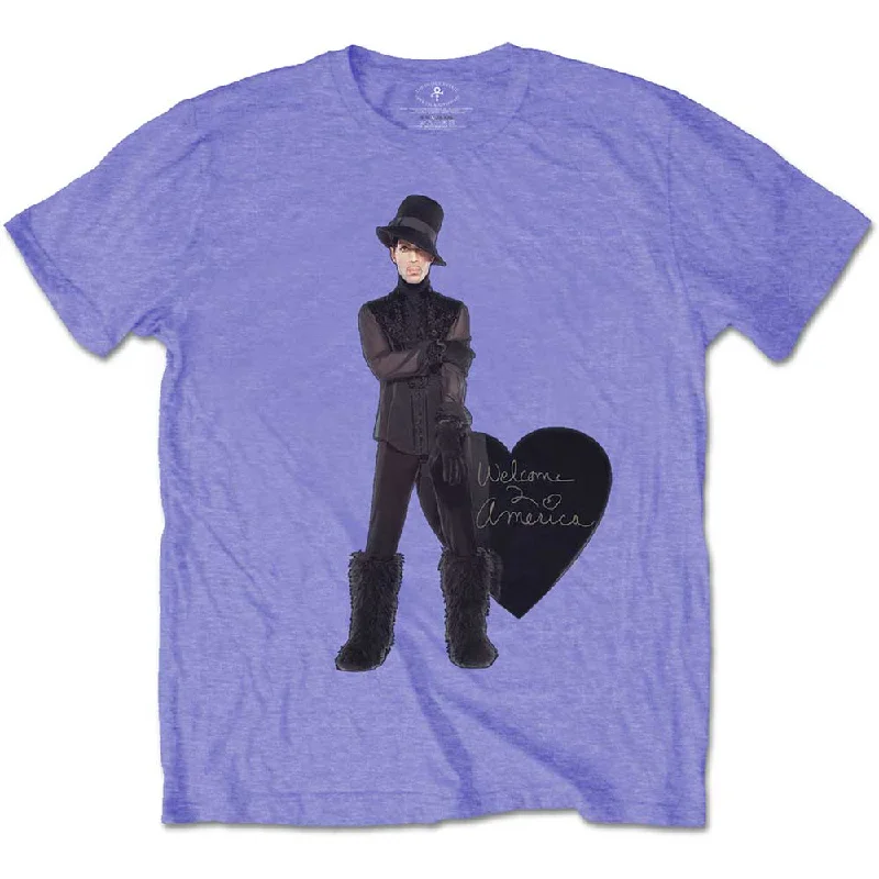 Prince | Official Band T-Shirt | Heart Purple Spandex Blend Rayon Blend Denim Blend