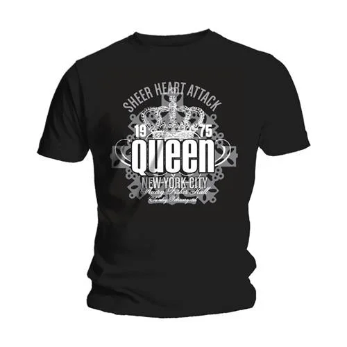 Queen | Official Band T-Shirt | Sheer Heart Attack Denim Fabric Leather Fabric Suede Fabric Queen | Official Band T-Shirt | Sheer Heart Attack Denim Fabric Leather Fabric Suede Fabric