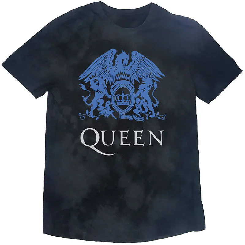 Queen | Official Band T-Shirt | Blue Crest (Dip-Dye) Sequined Glittery Shiny