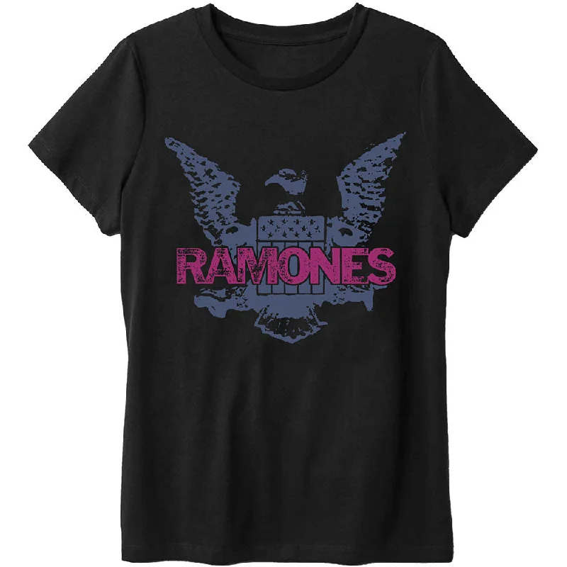 Ramones | Official Band T-Shirt | Purple Eagle Collared T-Shirt Boat Neck A-Line