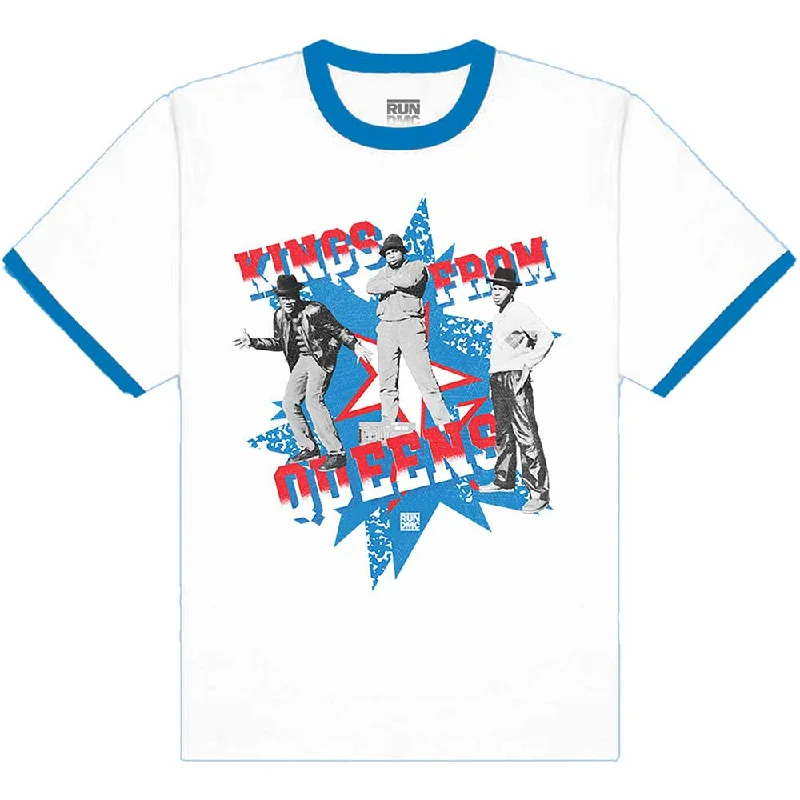 Run DMC | Official Band Ringer T-Shirt | Kings From Queens Wool Fabric Cashmere Fabric Tweed Fabric