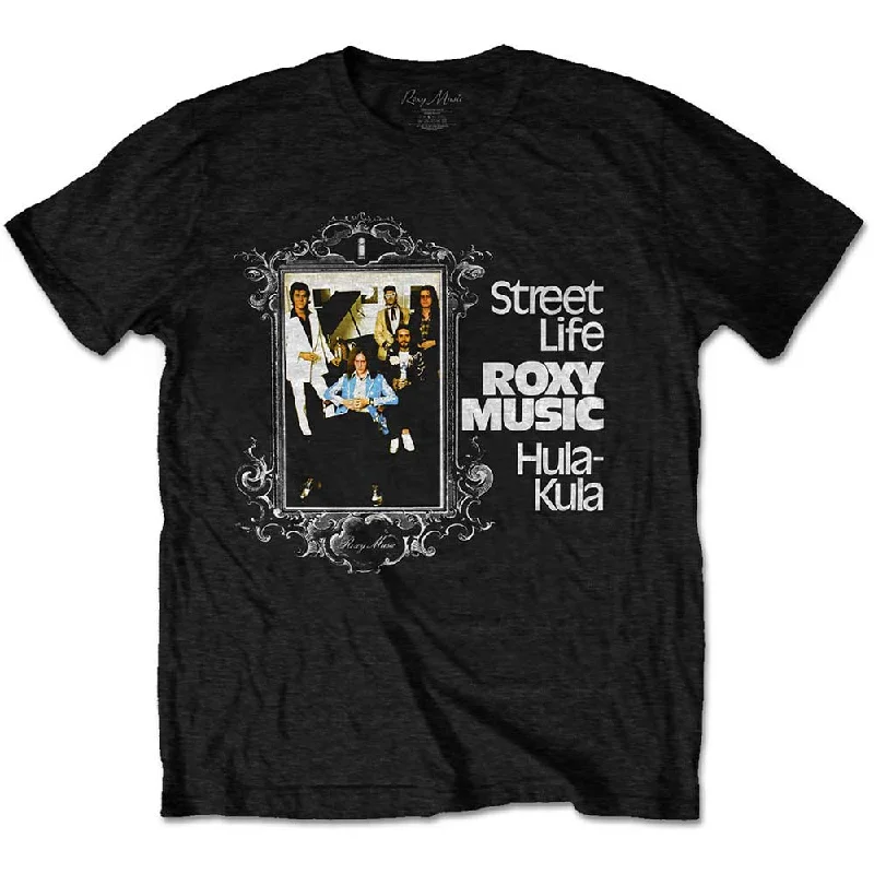 Roxy Music | Official Band T-Shirt | Street Life Hula-Kula Striped Floral Plaid