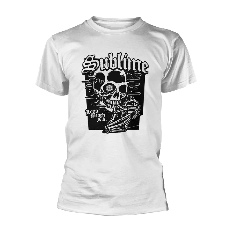 Sublime Unisex T-shirt: Black Skull Houndstooth Herringbone Solid