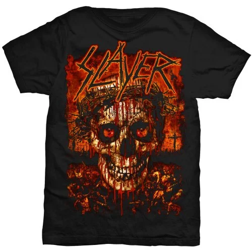 Slayer | Official Band T-Shirt | Crowned Skull Nylon Fabric Polyester Fabric Spandex Fabric