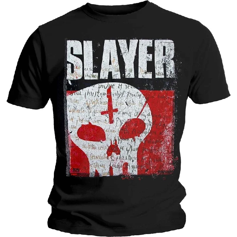 Slayer | Official Band T-Shirt | Undisputed Attitude Skull Mesh Canvas Denim
