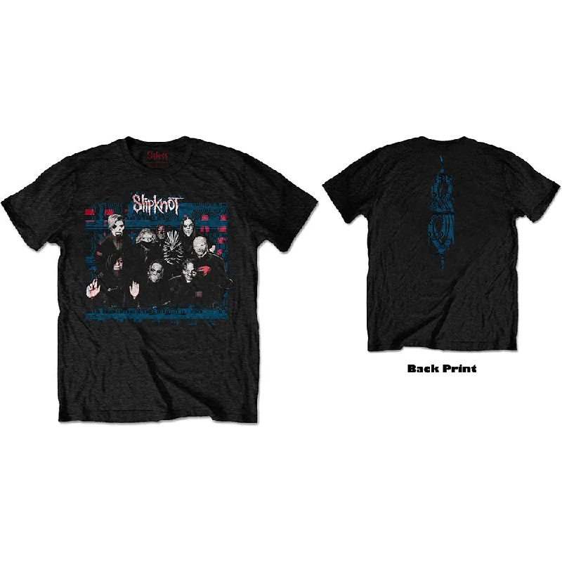 Slipknot | Official Band T-Shirt | WANYK Glitch Group (Back Print) Hooded Caped Shawl Collar