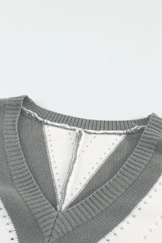 Striped V-Neck Zipper Long Sleeve T-Shirt Layered Multi-layer Single Layer