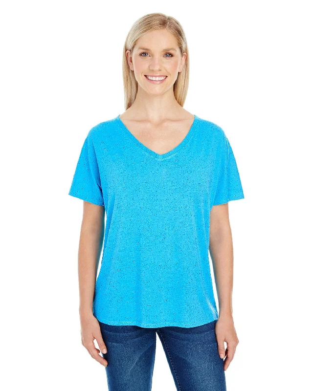 Threadfast Apparel Ladies Triblend Fleck Flowy V-Neck Tee | Turquoise Fleck Anti-Shrink Durable Soft Threadfast Apparel Ladies Triblend Fleck Flowy V-Neck Tee | Turquoise Fleck Anti-Shrink Durable Soft