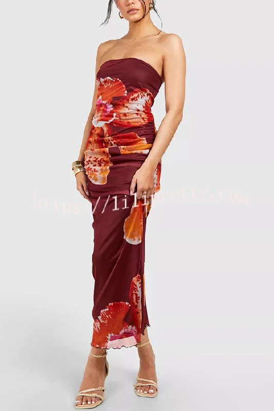 Oh So Sunny Mesh Floral Print Bandeau Stretch Maxi Dress Fashionable Chiffon Tiered Maxi Dress Oh So Sunny Mesh Floral Print Bandeau Stretch Maxi Dress Fashionable Chiffon Tiered Maxi Dress