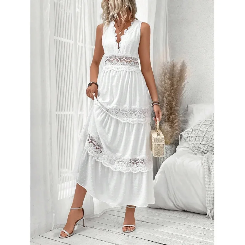 Boho Elegant White Lace Maxi Dress Elegant Velvet Maxi Dress