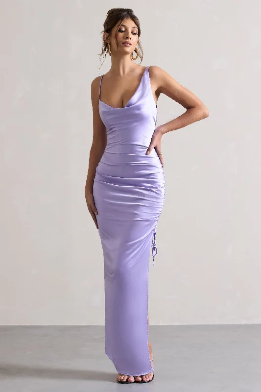 Belonging | Lilac Ruched Cowl Maxi Dress Chic Sleeveless Maxi Dress