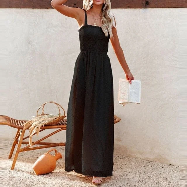 Boho Sleeveless Summer Maxi Dress Stylish Off-Shoulder Maxi Dress