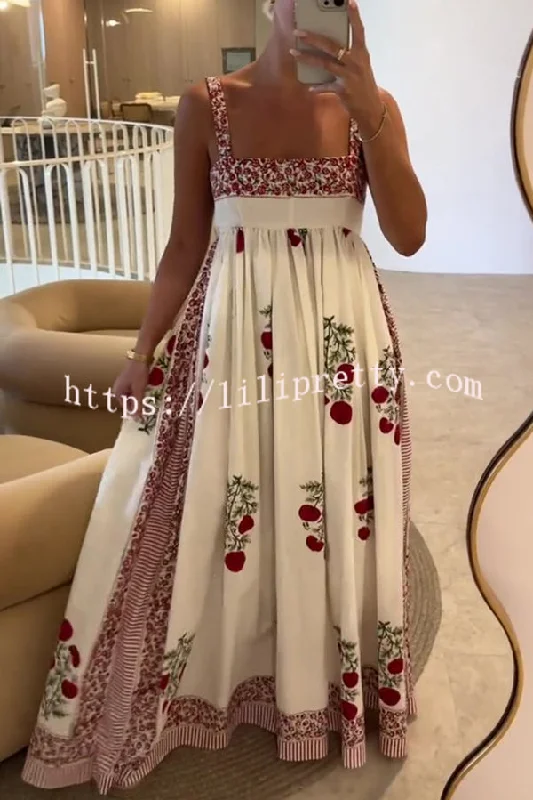 Botanical Floral Print High Waisted Wide Hem Suspender Maxi Dress Elegant Maxi Dress with Drapes Botanical Floral Print High Waisted Wide Hem Suspender Maxi Dress Elegant Maxi Dress with Drapes